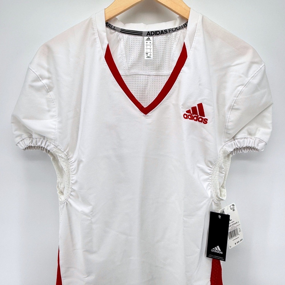 Adidas A1 Stock Football Jersey Mens Large White Red V-Neck NWT - Picture 16 of 16